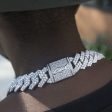 Diamond Prong Link Chain in White Gold - 19mm Fashion