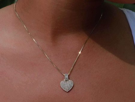 Solid Gold Iced Heart Pendant Cheap