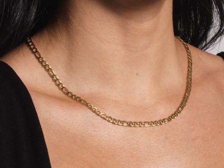 Solid Gold Figaro Link Necklace (4mm) Hot on Sale