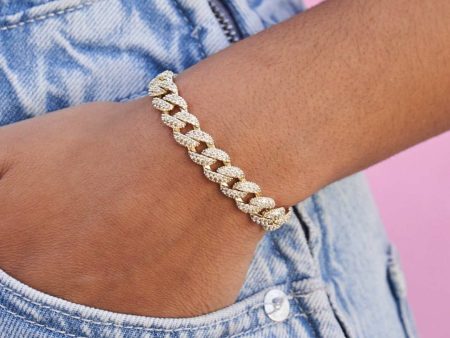 Diamond Cuban Bracelet in Yellow Gold - 8.5mm Discount