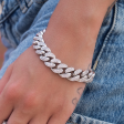 Diamond Cuban Link Necklace + Bracelet Bundle in White Gold - 12mm Hot on Sale