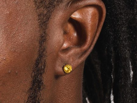 14k Round Cut Canary Earrings - Pair For Sale