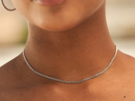 2MM Micro Cuban Necklace in White Gold Hot on Sale