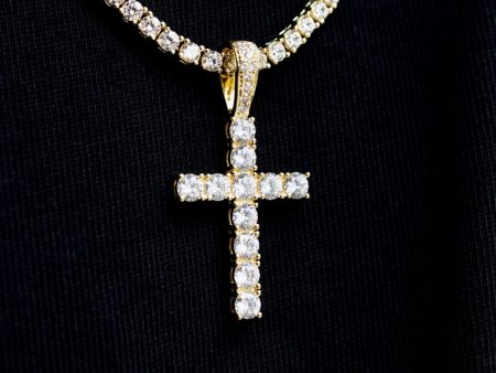 Diamond Cross in Yellow Gold For Discount