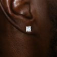 5mm Square Cut Diamond Stud Earrings in White Gold Online now