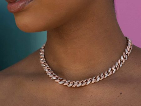 Diamond Cuban Necklace in Rose White Gold - 8.5mm Hot on Sale