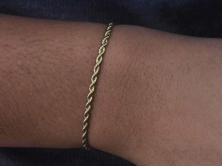 14k Solid Gold Rope Bracelet (2mm) Discount