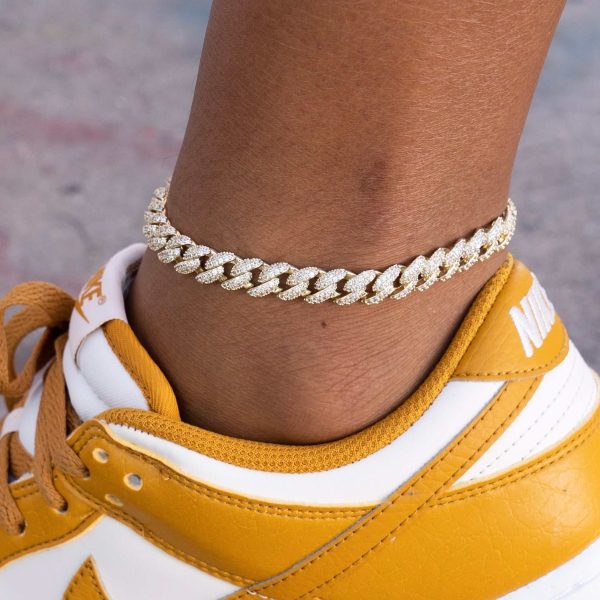 Iced Cuban Anklet in Yellow Gold - 8.5mm Discount