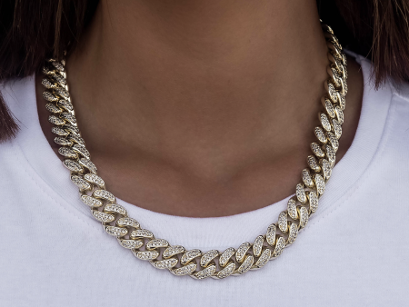 Diamond Cuban Link Necklace in Yellow Gold- 12mm Fashion