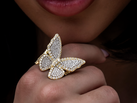 Iced Butterfly Star Ring in Yellow Gold Vermeil Hot on Sale