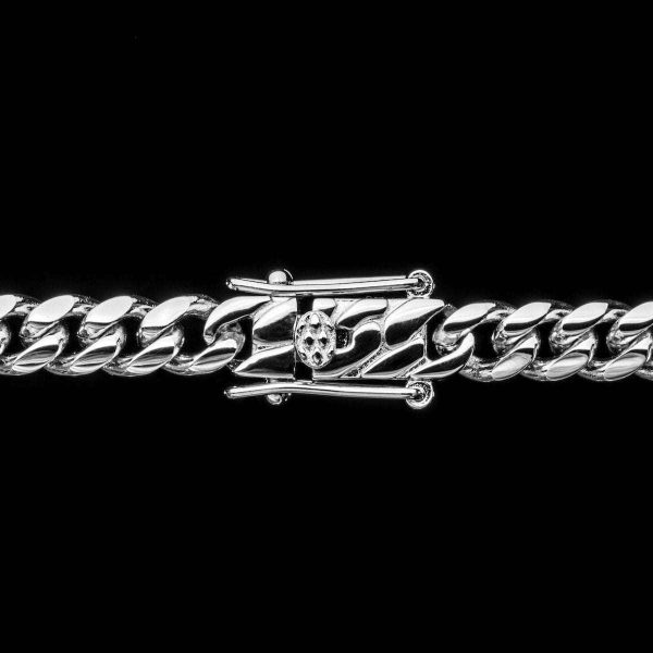 Solid White Gold Miami Cuban Link Chain (5mm) on Sale