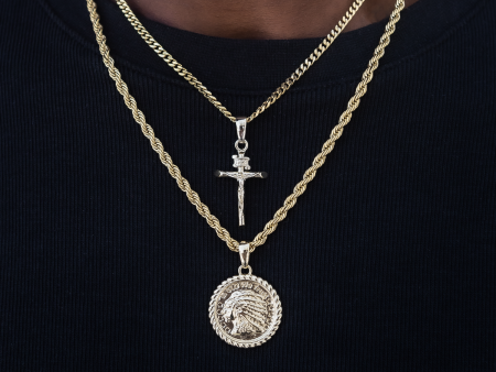 Cross and Coin Set in Yellow Gold For Sale