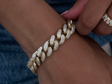 Diamond Cuban Link Bracelet in Yellow Gold- 12mm Online Hot Sale