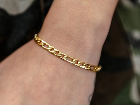 Figaro Bracelet in Yellow Gold- 4mm Cheap