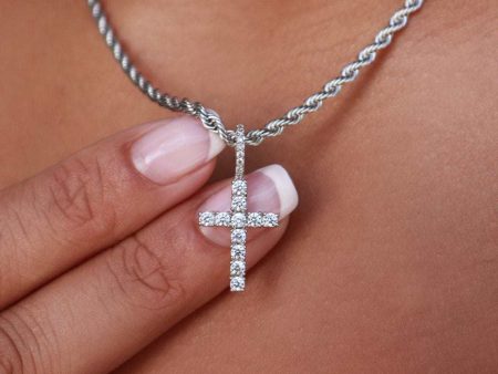 Micro Diamond Cross in White Gold Cheap