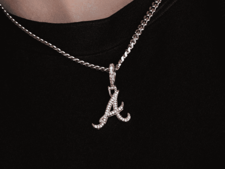 Atlanta Braves Official MLB Micro Logo Pendant in White Gold Online Hot Sale