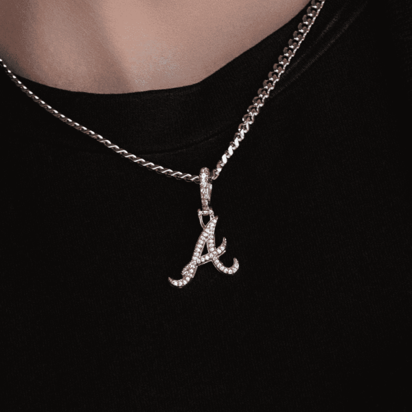 Atlanta Braves Official MLB Micro Logo Pendant in White Gold Online Hot Sale