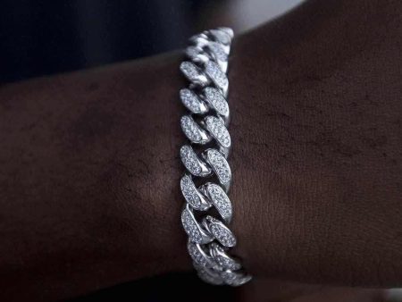 Diamond Cuban Link Bracelet in White Gold - 12mm Online now