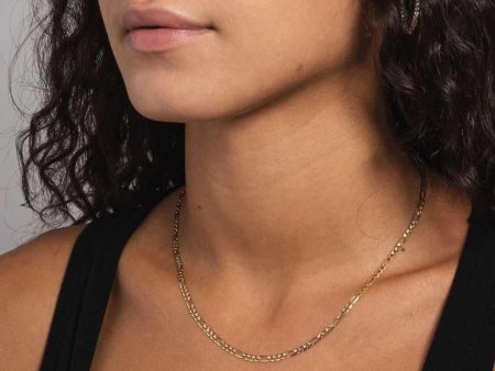 10k Solid Gold Figaro Link Necklace (2mm) Hot on Sale