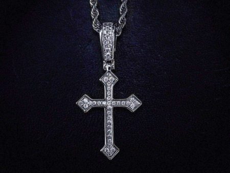 Solid Gold Iced Celtic Cross in White Gold on Sale