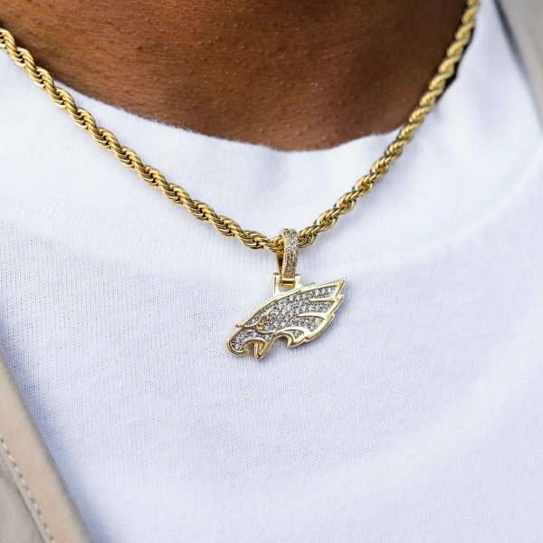 Philadelphia Eagles Official NFL Micro Logo Pendant - Yellow Gold Online now