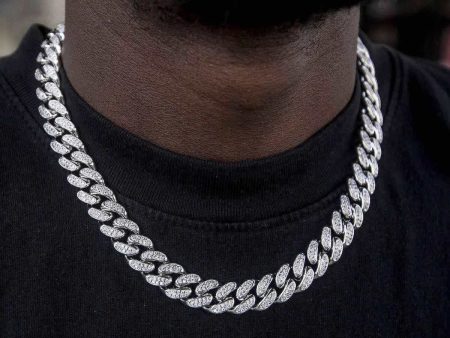 Diamond Cuban Link Chain in White Gold - 12mm Online Hot Sale