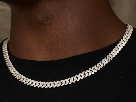 8.5MM Diamond Prong Cuban Necklace - White Gold Online now