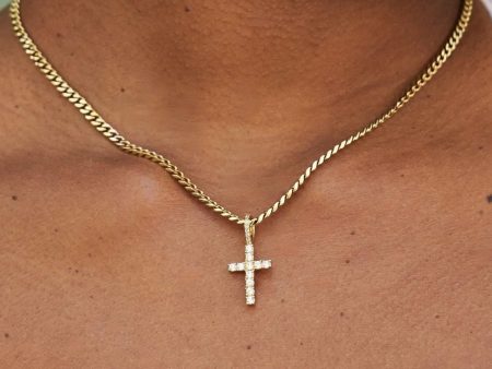 Micro Diamond Cross in Yellow Gold Fashion