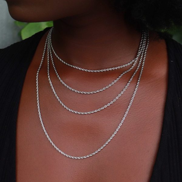 Solid White Gold Rope Chain (2mm) Online Hot Sale