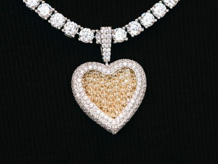 Canary Diamond Baguette Heart Pendant For Sale