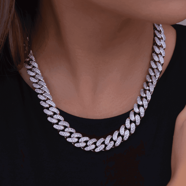 Diamond Cuban Link Necklace + Bracelet Bundle in White Gold - 12mm Hot on Sale