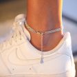 Micro Diamond Prong Cuban Anklet in White Gold - 6mm For Cheap