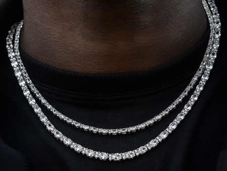 3mm + 5mm Diamond Mixed Oval Cut Tennis Chain Bundle Online now