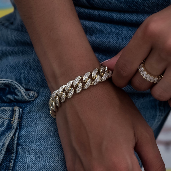 Diamond Cuban Link Bracelet in Yellow Gold- 12mm Online Hot Sale