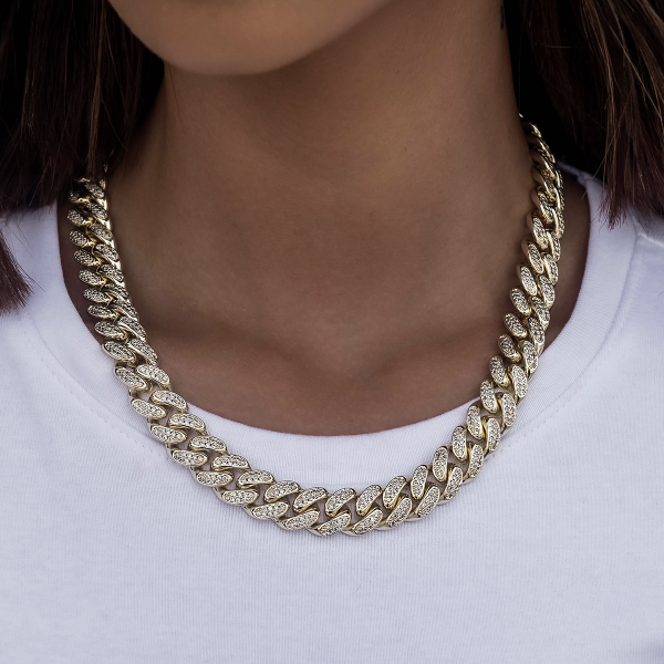 Diamond Cuban Link Necklace + Anklet Bundle in Yellow Gold - 12mm on Sale