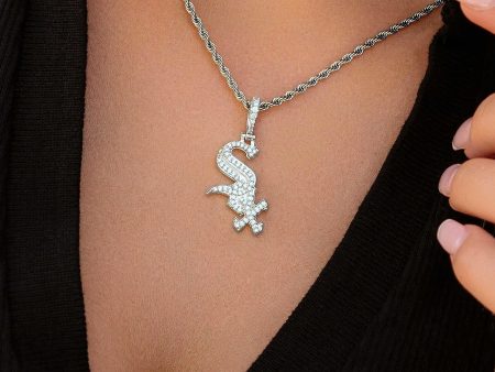 Chicago White Sox Official MLB Micro Logo Pendant in White Gold Supply