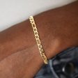 Figaro Chain + Bracelet Bundle in Yellow Gold- 4mm For Cheap