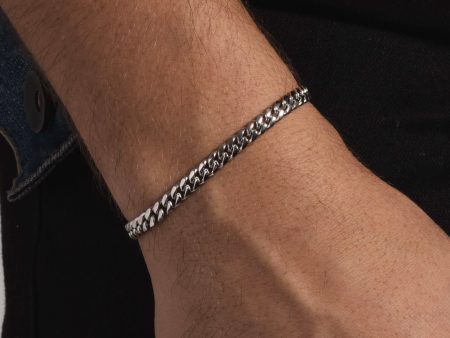 Solid White Gold Cuban Link Bracelet (5mm) Online Hot Sale