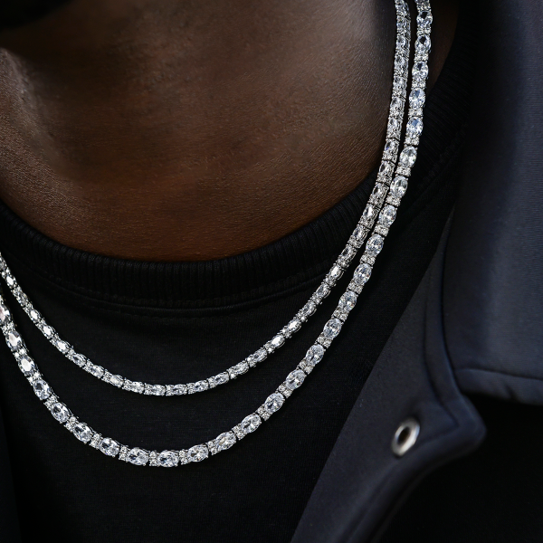 3mm + 5mm Diamond Mixed Oval Cut Tennis Chain Bundle Online now