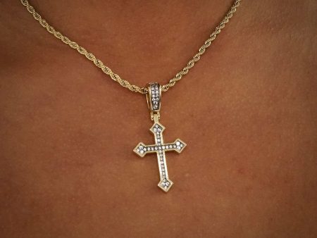 18k Vermeil Iced Celtic Cross in Yellow Gold Online Hot Sale