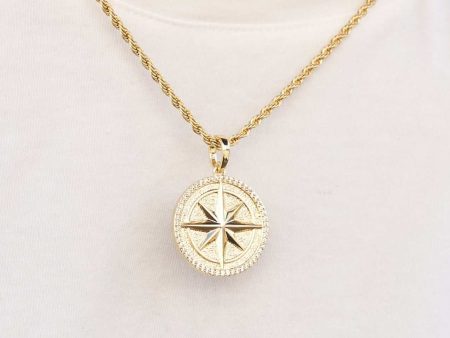 Compass Coin Pendant - Yellow Gold Discount