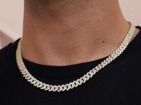 8.5MM Diamond Prong Cuban Necklace - Yellow Gold Online Hot Sale