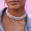 Diamond Cuban Prong Choker in Rose White Gold - 19mm Online Sale