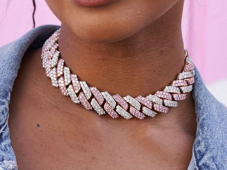 Diamond Cuban Prong Choker in Rose White Gold - 19mm Online Sale