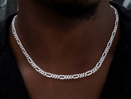 Diamond Figaro Chain in White Gold- 6mm Fashion