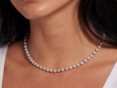 Iced Ball Necklace in White Gold - 4mm For Discount