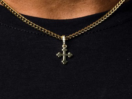 18k Vermeil Micro Simple Celtic Cross Pendant in Yellow Gold Online Sale