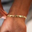 Figaro Chain + Bracelet Bundle in Yellow Gold- 4mm For Cheap