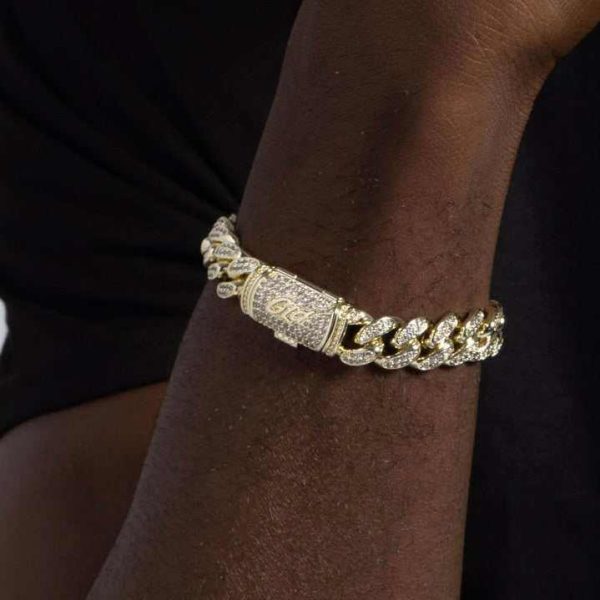 Diamond Cuban Chain + Bracelet Bundle in Yellow Gold - 12mm on Sale