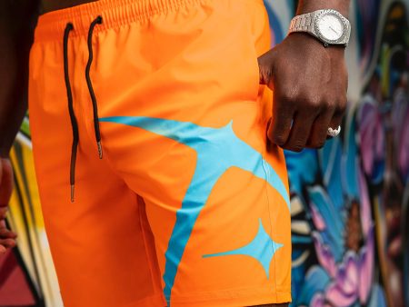 Neon Orange Summer Board Shorts Cheap